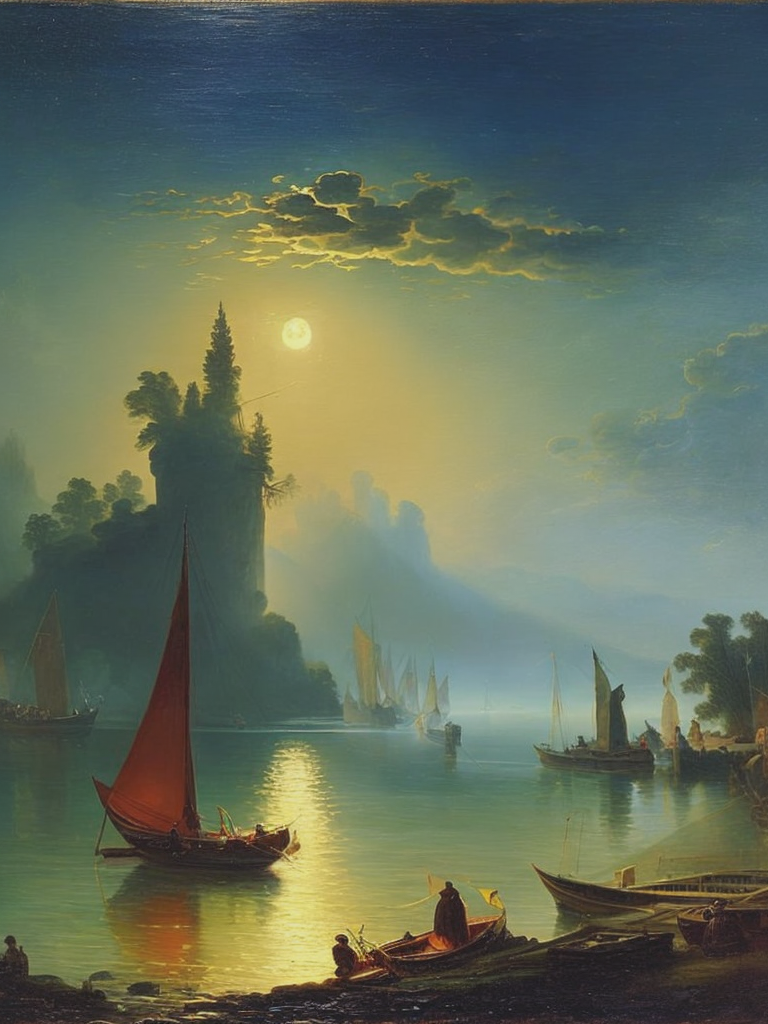 02199-2875375081-a painting of boats at night near a lake, in the style of hazy romanticism, historical imagery.png